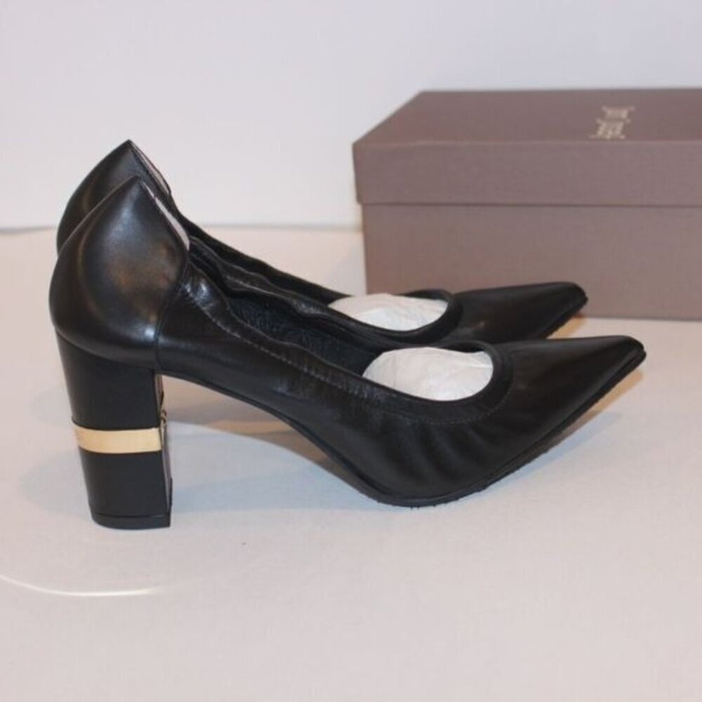 NWT Anthropologie Jon Josef Party Black Leather Heels Shoes size 9
